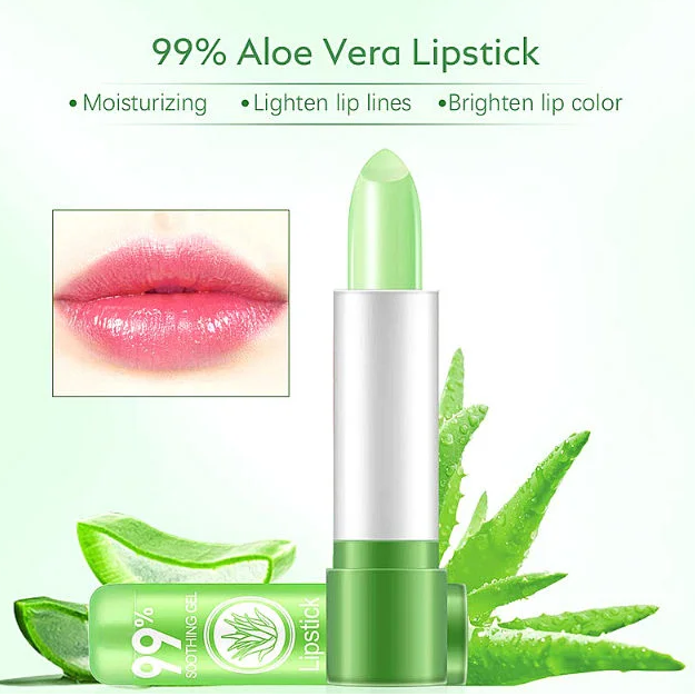 Aloe Vera Lipstick Magic Temperature Color Change Lip Gloss Long Lasting Waterproof Moisturizing Lip Balm Lips Moisturizer Beauty Makeup 2 Count (Pack of 1)