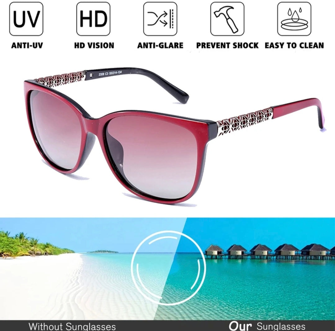 Women fashion designer sunglasses polarized UV protection popular driving outdoor square exquisite sunglasses